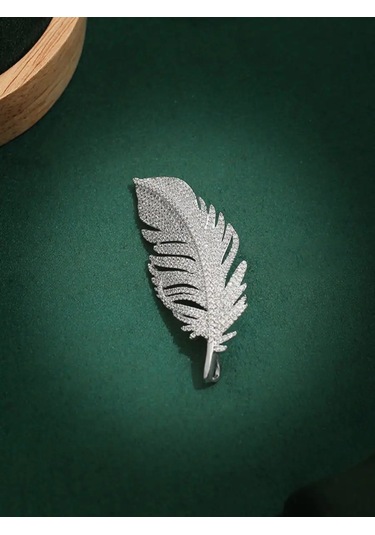 Beautiful Detail Takı Broş Tüy 123822787 Gri