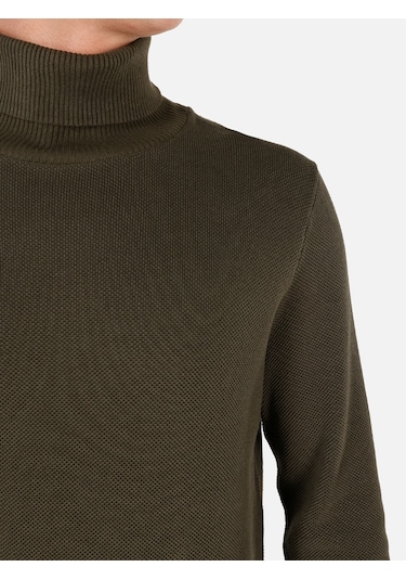 Colins Regular Fit Turtle Neck Yeşil Erkek Kazak Cl1064879 Haki