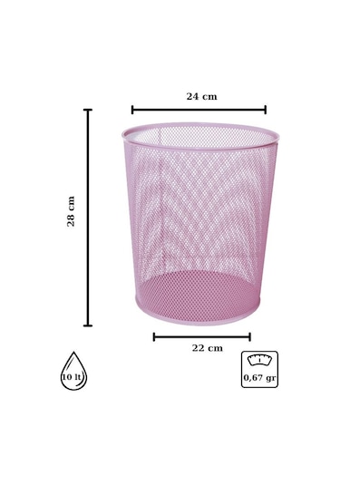 Need Tam Delikli Metal Fileli Toz Pembe Çöp Kovası - Nd-1044
