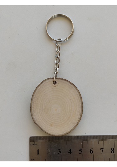 100 Adet Boyanabilir Hediyelik Anahtarlık Kütük Dilimi 3-5 Cm Boş