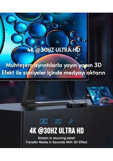 Lemorele 5'in 1'i Pd 100w/ Hdmı 4k/rj45 100mbs./usb 3.0 Çoklayıcı
