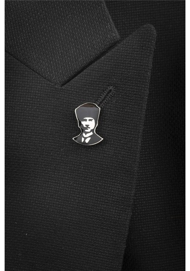 Mineli Atatürk Silüeti Gümüş Rozet -5872 Gümüş