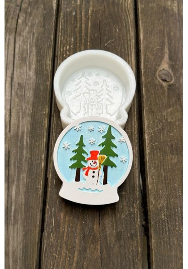 2d Kar Küresi Kardan Adam Desenli Silikon Mum Kalıbı