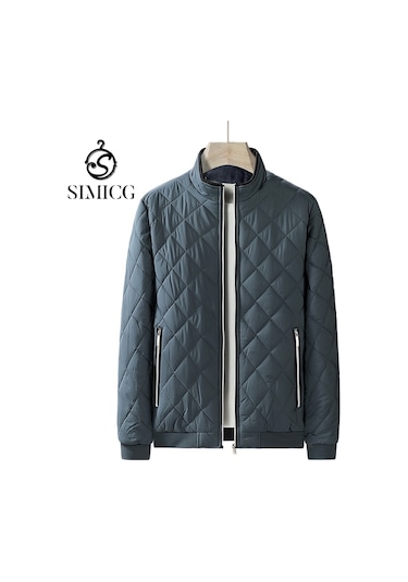 Sonbahar/kış Ekose Polar Astarlı Erkek Mont Gri