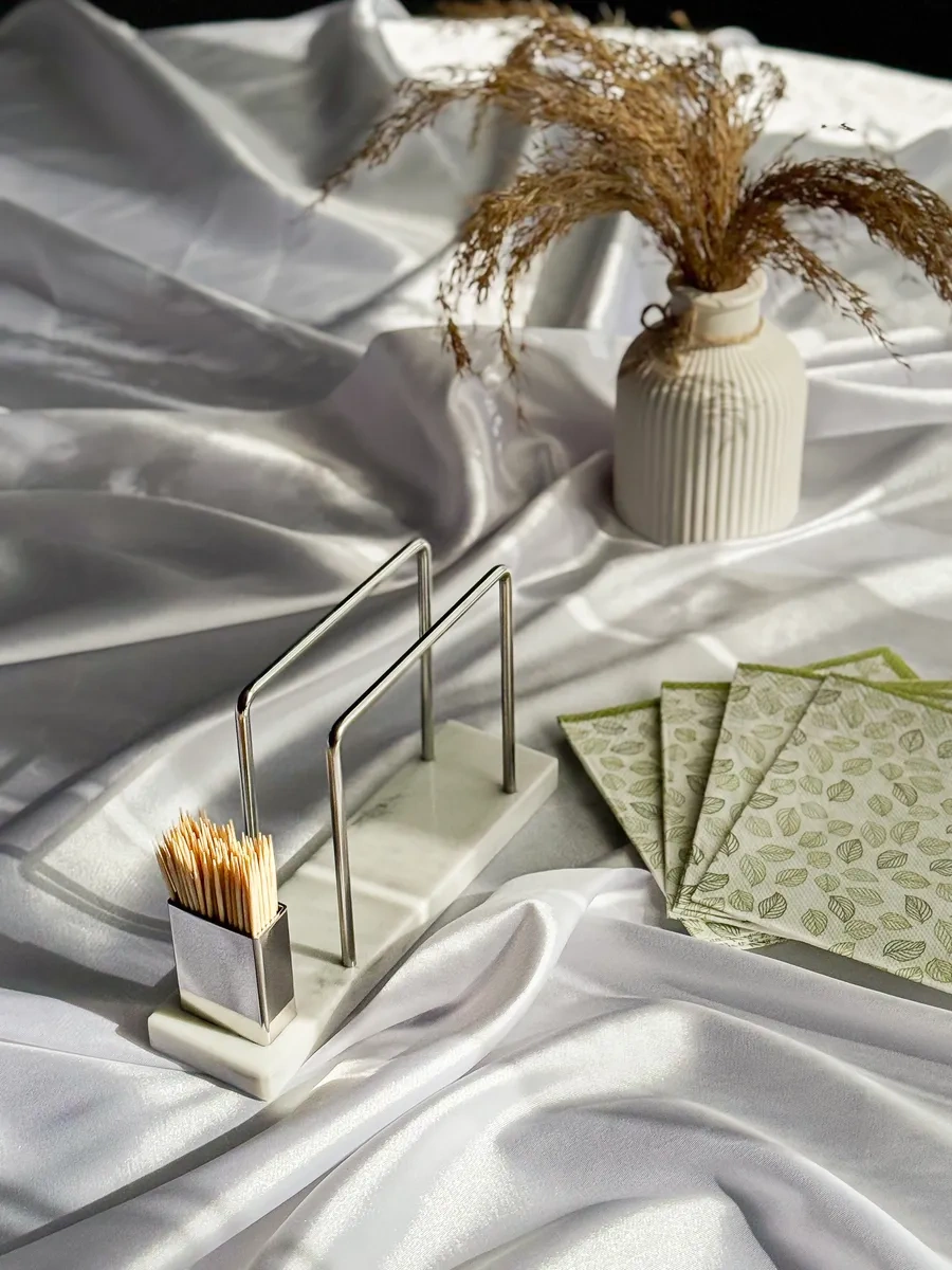 Mars Mramor Mutfak Masası İçin İç Dekorum Peçetelik 276927353 Soğuk Beyaz