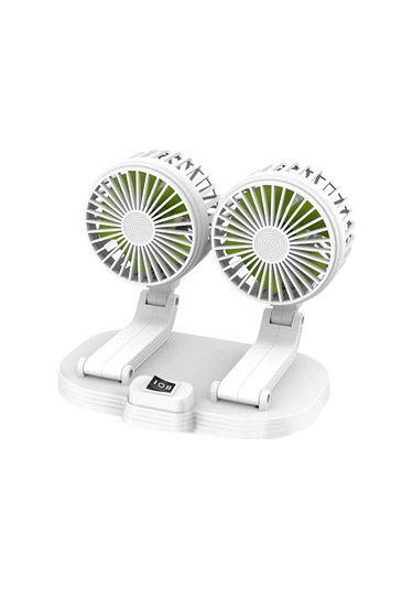 Konesam 12v/24v Çift Başlı Usb Araç Fanı - 360 Dönebilir, Katlanabilir, Sessiz Soğutma