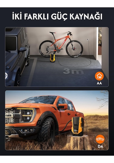 3666 Çantalı Priz Ve Çakmaklık Uyumlu 120w Araç Kompresörü