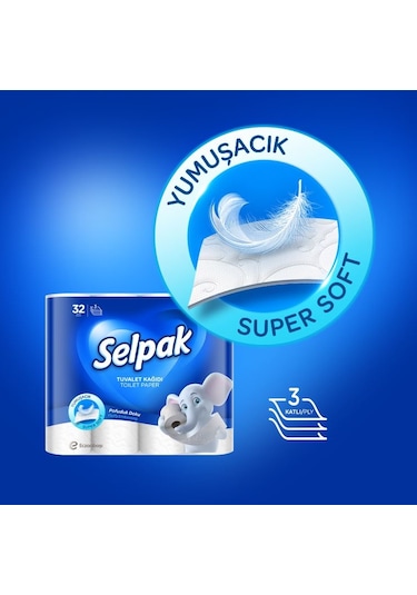 Selpak® Süper Soft Üç Katlı Tuvalet Kağıdı 3 x 32 Rulo