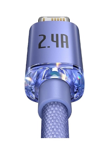 Baseus Crystal USB to Lightning Hızlı Şarj Kablosu 1.2m mor