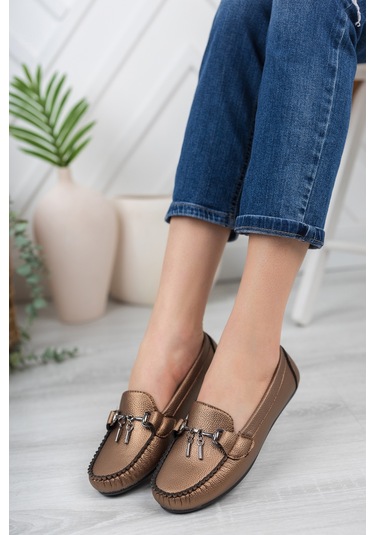 Khayt Fury Casual Günlük Kadın Babet Ayakkabı Bakır