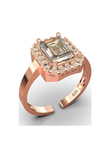 Erdobia 925 Ayar Zirkon Taşlı Rose Ayarlanabilir Baget Gümüş Yüzük