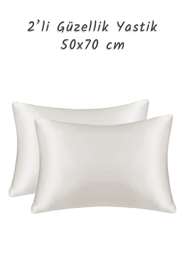 Güzellik Yastığı %100 Ipek Saten 2 Adet Luxury Yastık Kılıfı Krem