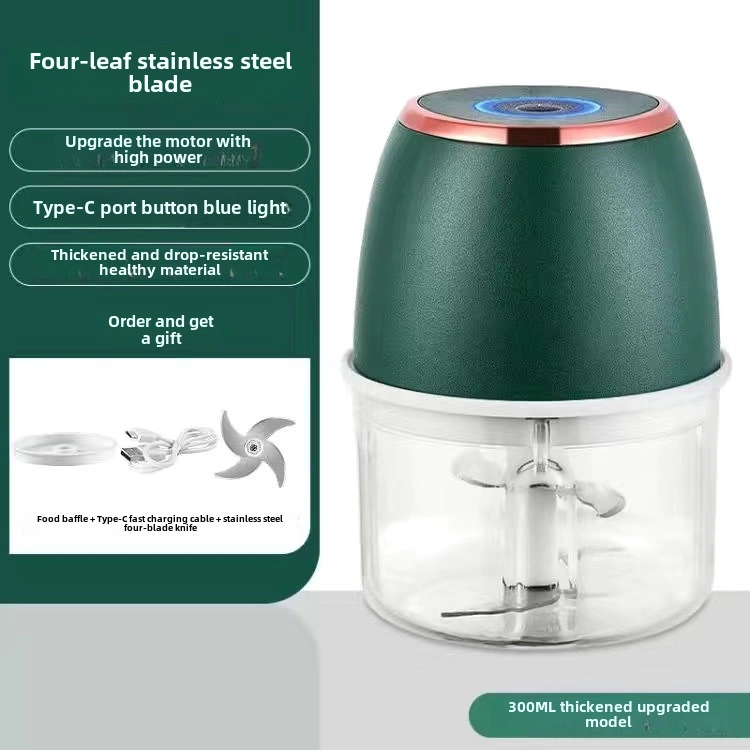 Kangvka Evler İçin Elektrikli Sarımsak / Et Blenderı - 300ml Yeşil Pp Kase, 4 Yaprak Geliştirilmiş Bıçaklı Hızlı Pestle Ve Blend Makinesi Diğer