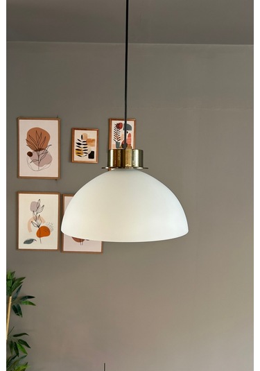 Perry Beyaz Cam Tekli Avize Ufo Plafonyer Başlık Retro Sarkıt Lamba Restoran Salon Aydınlatma Beyaz