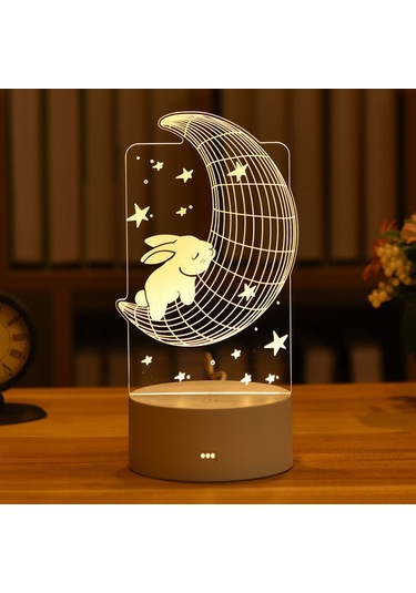 Youmex 3d Led Gece Lambası, Dokunmatik Ve Uzaktan Kumanda İle 16 Renkli Mod, Usb/pil Besleme, Akrilik Işık Kılavuzu Diğer