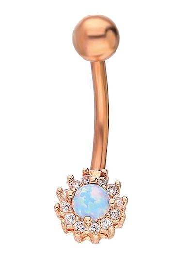 Chavin Orjinal Mavi Opal Taşlı Göbek Piercing Dt89Mv Mavi