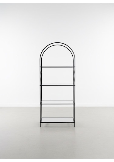 Noble Metal Kitaplık Dekoratif Kemerli 4 Raflı Salon Ve Ofis Rafı 70x180 Cm Siyah