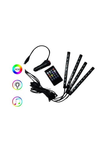 4 Parçalı Uzaktan Kumandalı Araç Içi Ayak Altı Ledi Atmosfer Işık