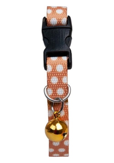 Pettagart Güvenlik Kilitli Hardal Beyaz Puantiyeli Zilli Kedi Boyun Tasması 22-30 Cm Çok Renkli