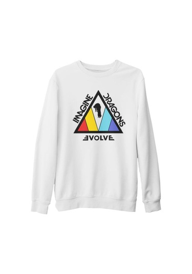 Imagine Dragons - Tri Beyaz Kalın Sweatshirt