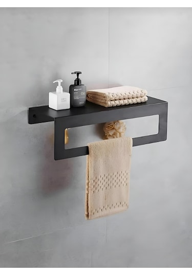 Hvngroup Metal 30 Cm Raflı Havlu Askısı Siyah