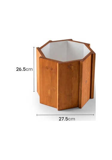 Halohope El Yapımı Ahşap Büyük Sekizgen Dekoratif Modern Kaliteli Bahçe Balkon Saksı Saksılık Stant Çiçeklik