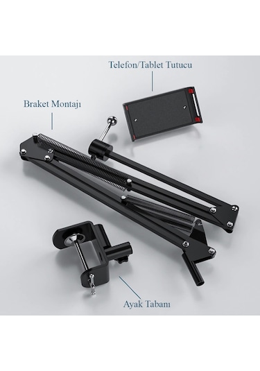 Dailytech 360 Derece Uzun Kol Tablet Telefon Tutucu Stand Stant