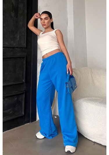 Madmext Saks Bol Paça Kadın Eşofman Altı Mg2279 Saks