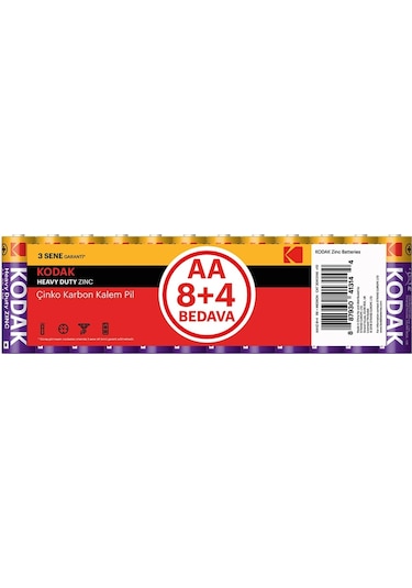 Kodak AAHZ-8+4 R6 Heavy Duty Zınc AA Kalem Pil 12'li