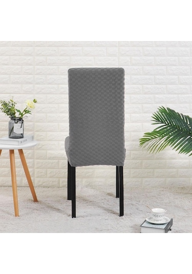 Gri Yemek Odası Için Jakarlı Sandalye Kapak Spandex Streç Sandalye Ziyafet Parti Otel Için Koltuk Kılıfı Kapakları