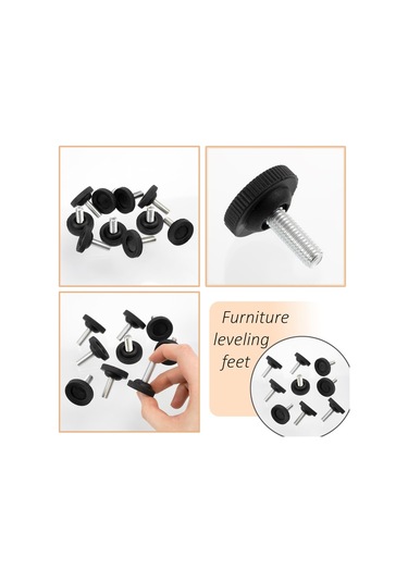 10 Adet M8 Ø29 Mm Ayarlanabilir Vidalanabilir Mobilya Ayağı Seti - Yükseklik 32 Mm - Plastik - Siyah Renk - Kanepeler, Masalar, Tv Diğer