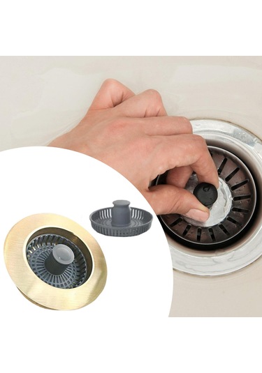 Homyl Mutfak Lavabosu Tahliye Süzgeci Hafif Paslanmaz Koku Altın