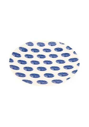 Tulu Porselen Madre Servis Tabağı - Mavi - 25 Cm Mavi