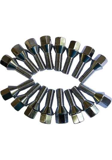 Bijon Takımı Krom Kaplı M12x1.75 - Aa 17mm Diş/boy 28/55mm, 16 Ad