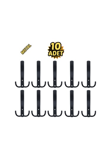 Noktalı Portmanto Vestiyer Askısı Metal Mat Siyah 10 Lu Mat Siyah