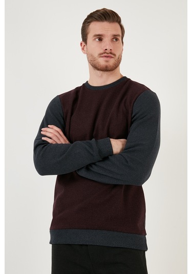 Buratti Pamuklu Regular Fit Bisiklet Yaka Erkek Sweat 5905041 Bordo