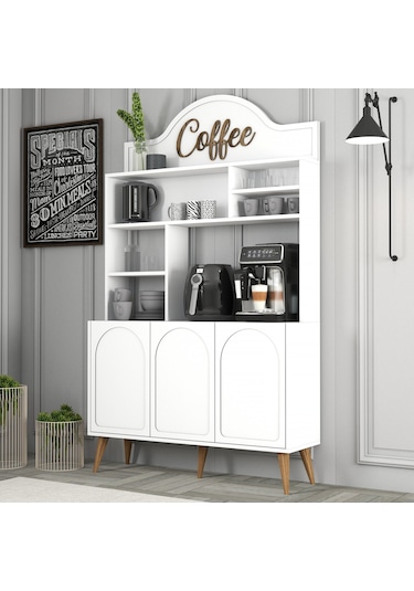 Lyon Kahve Köşesi 120cm - Beyaz / Ceviz