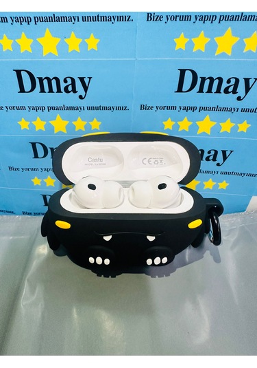 Apple Airpods Pro 3. Nesil 2025 Uyumlu Figürlü Silikon Kılıf Anahtarlıklı Kılıf Açık Yeşil