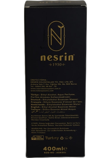 Nesrin 80 Derece Özel Seri Kutulu Pet Şişe Aşk-ı Harem Kolonyası 400 ML