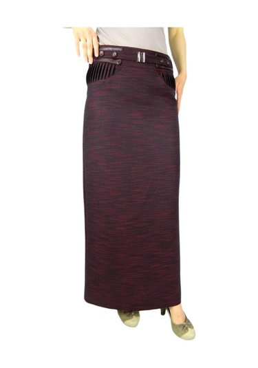 Kadın Bordo Kumaş Uzun Etek Erm157-Bordo-38 Bordo