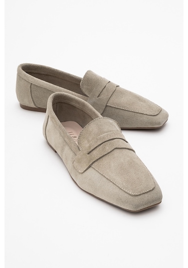 Luvishoes Luvi Shoes Morne Bej Süet Hakiki Deri Kadın Loafer Ayakkabı Bej Süet