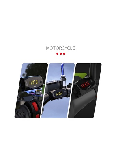 Motosiklet Dc 6 V-30 V 3 1 Dijital Zaman Saati + Termometre K14435-gr