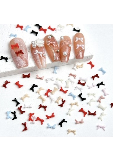 Flybuy Sevimli Yay Tırnak Charm 20 Adet Renkli Minik Yaylar Tırnak Sanatı Dz941-02