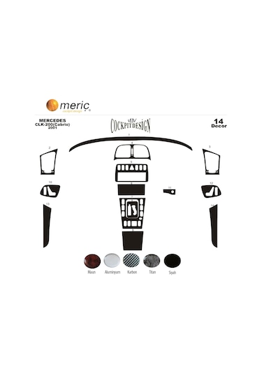 Meriç® Mercedes Clk Cabrio Ön Torpido Kaplama 14 Parça 1999-2003 (537461975)
