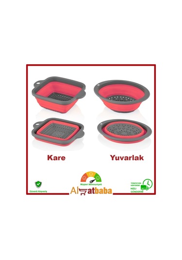 Akordiyon Süzgeç Katlanabilir Süzgeç - Kare / Pembe Pembe