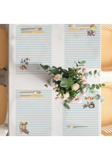 Tom And Jerry Striped Kumaş Amerikan Servis 4'lü Set 35x50cm- Warner Bros Lisanslı Ürün, Keten Kumaş Çok Renkli