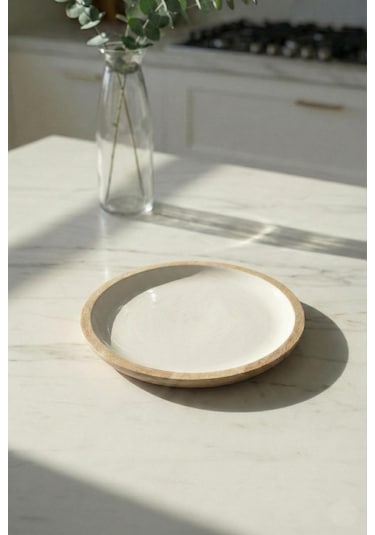 Mango Agacı Pasta Tabağı & Sunum Tabağı 20 Cm Krem Çok Renkli