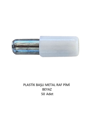 Plastik Metal Başlı Raf Pimi Beyaz 50 Adet