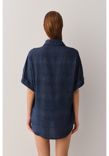 Suwen Denim Plaj Gömleği Sba25700484 Denim Çok Renkli