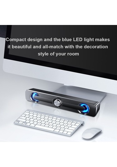 Besthome1 Sada V-111 Usb Masaüstü Hoparlör - Metal Ses Kontrolü, Beyaz, Led Işık